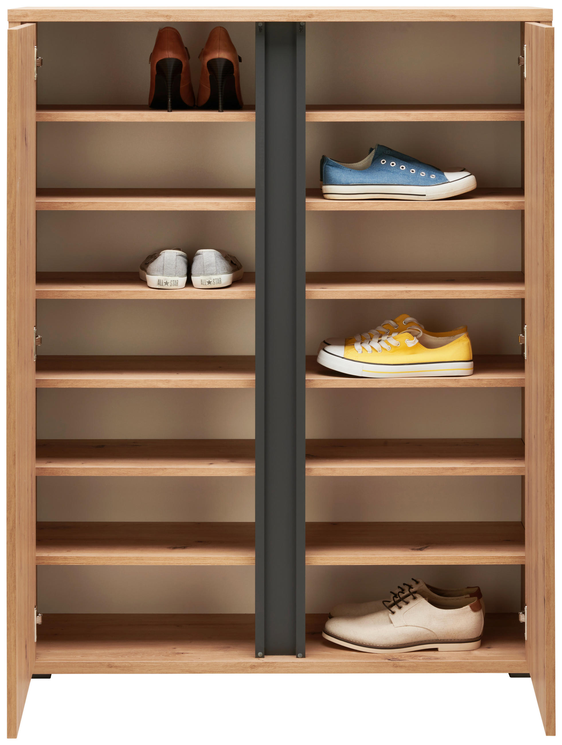 DULAP PENTRU PANTOFI 97,5/120/33,8 cm  - culoare lemn stejar/antracit, Modern, plastic/material pe bază de lemn (97,5/120/33,8cm) - Xora