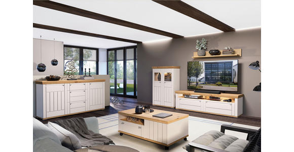 WOHNWAND  in Kaschmir, Eiche Artisan  306/192/53 cm  - Kaschmir/Eiche Artisan, ROMANTIK / LANDHAUS, Glas/Holzwerkstoff (306/192/53cm) - Landscape