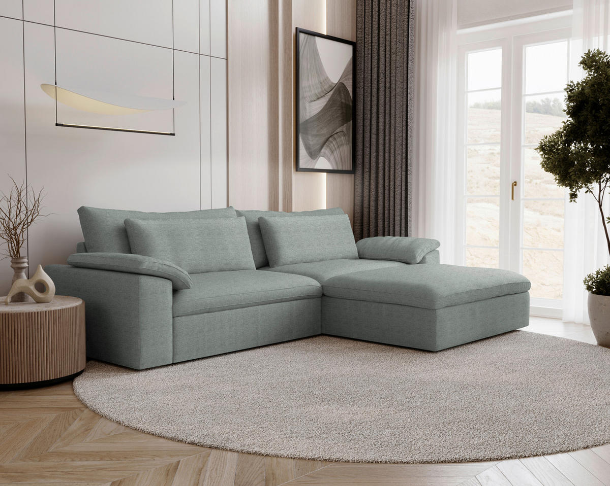 ECKSOFA  Chenille Grau  - Schwarz/Grau, Modern, Kunststoff/Textil (306/198cm) - Carryhome