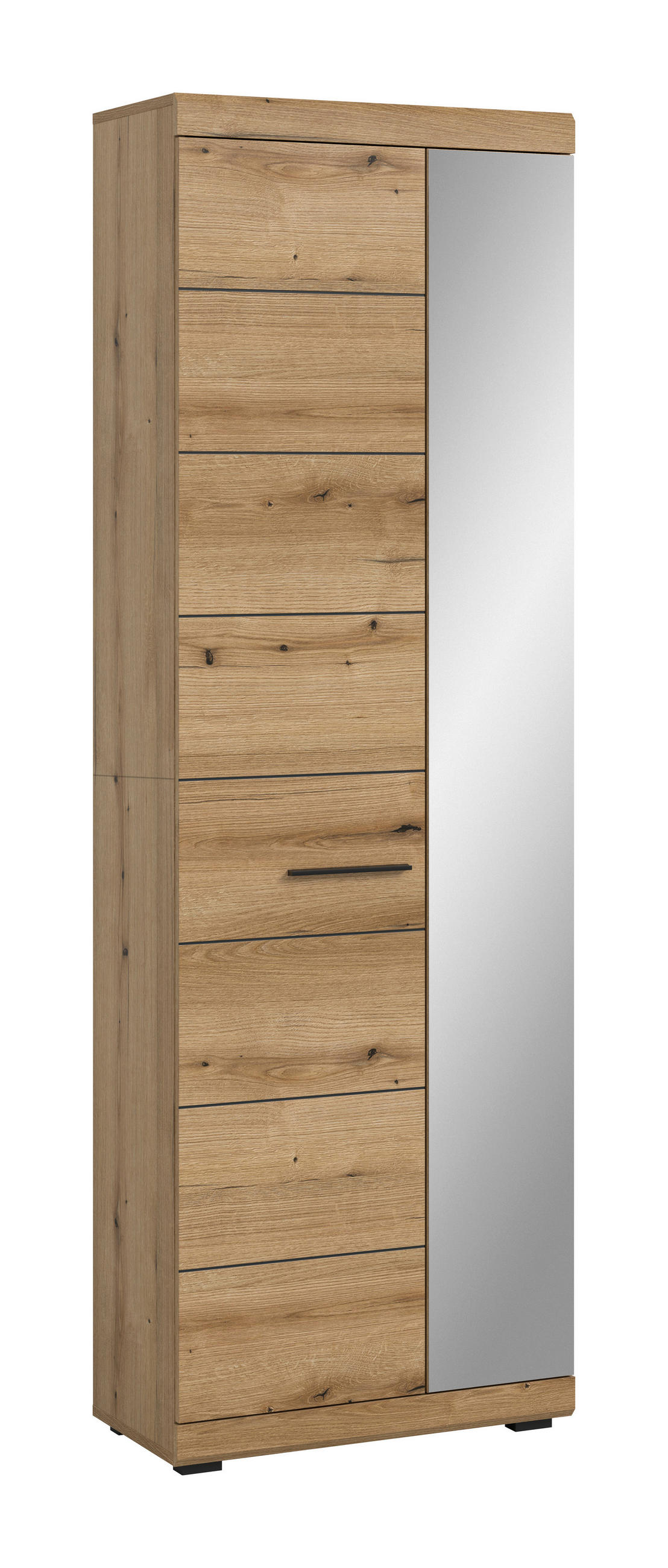 GARDEROBENSCHRANK  in 62/197/37 cm  - Eiche dunkel/Anthrazit, Design, Glas/Holzwerkstoff (62/197/37cm) - Livetastic