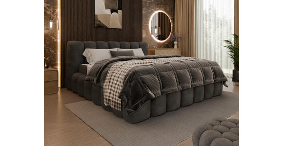 POLSTERBETT Lattenrost, Bettkasten Graphitfarben 160/200 cm  - Birkefarben/Schwarz, Trend, Holz/Kunststoff (160/200cm) - Esposa