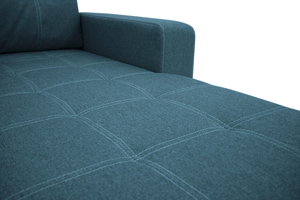 ECKSCHLAFSOFA  mit Mikrofaser Petrol  - Petrol/Schwarz, Design, Kunststoff/Textil (240/160cm) - Livetastic