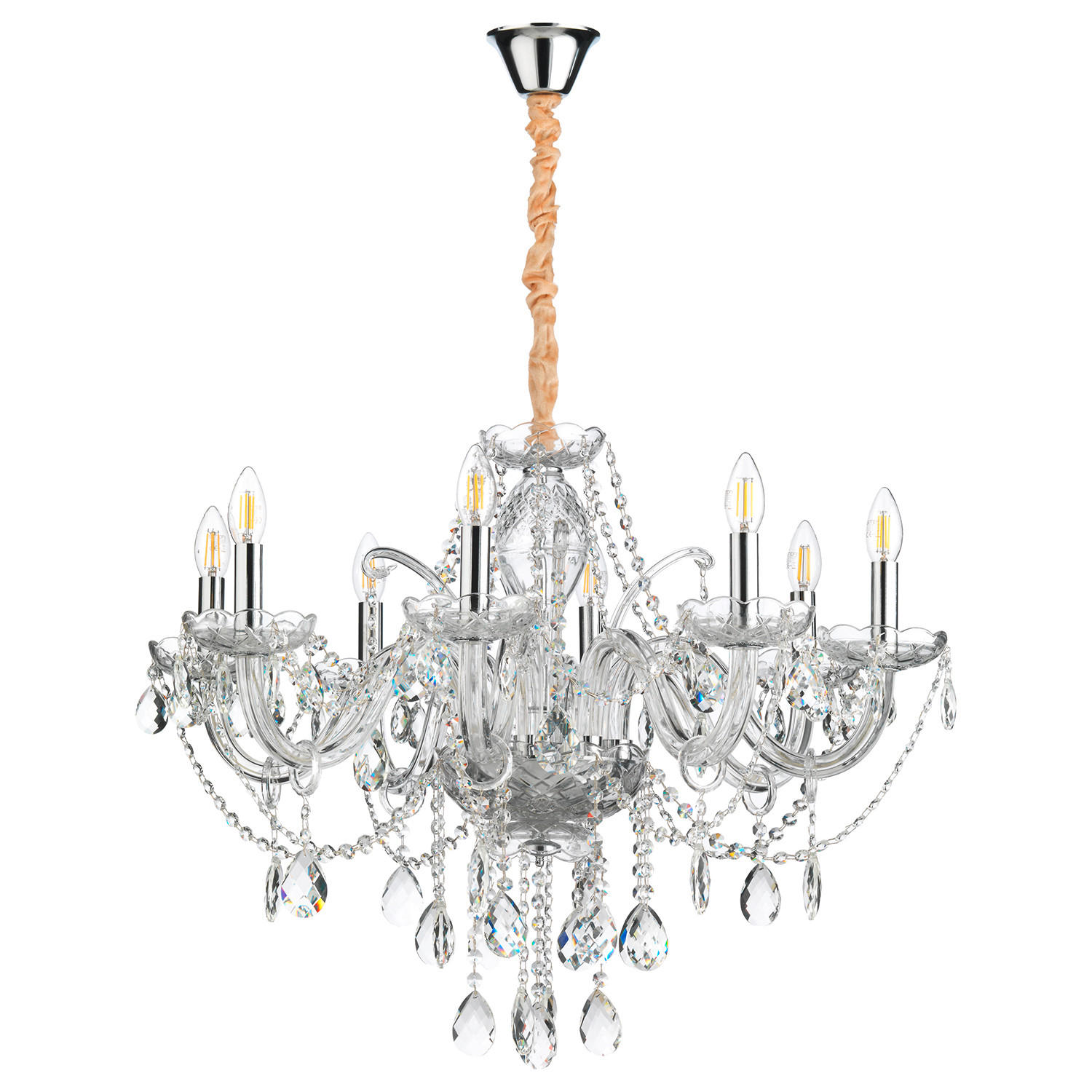 KRISTALL-HÄNGELEUCHTE 75/100 cm   - Chromfarben/Transparent, KONVENTIONELL, Glas/Metall (75/100cm)