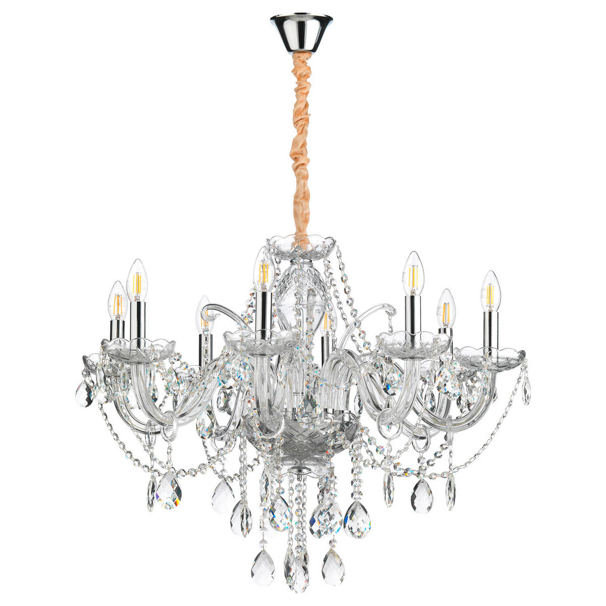 KRISTALL-HÄNGELEUCHTE 75/100 cm   - Chromfarben/Transparent, KONVENTIONELL, Glas/Metall (75/100cm)