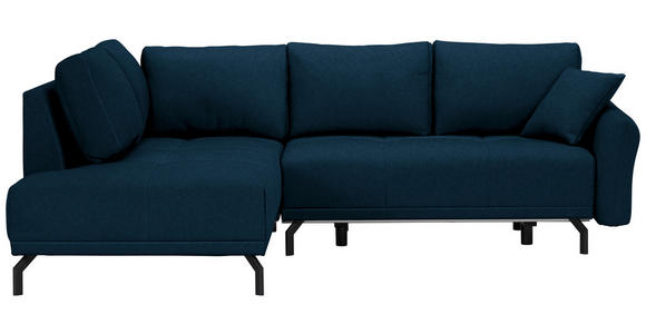 ECKSOFA  in Samt Dunkelblau  191/250 cm  - Schwarz/Dunkelblau, LIFESTYLE, Textil/Metall (191/250cm) - Carryhome