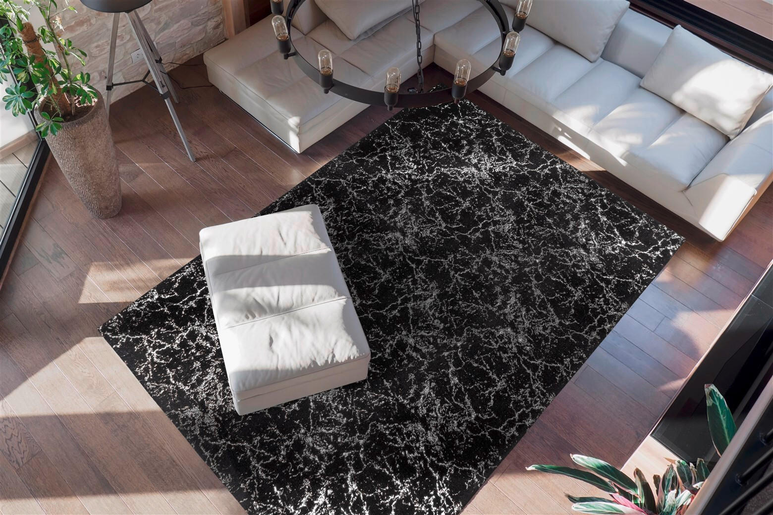 FLACHWEBETEPPICH 200/290 cm Bijou 225 Schwarz / Silber Schwarz, Silberfarben  - Silberfarben/Schwarz, KONVENTIONELL, Textil (200/290cm)