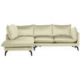 ECKSOFA in Samt Creme  - Creme/Schwarz, Design, Textil/Metall (200/241cm) - Carryhome