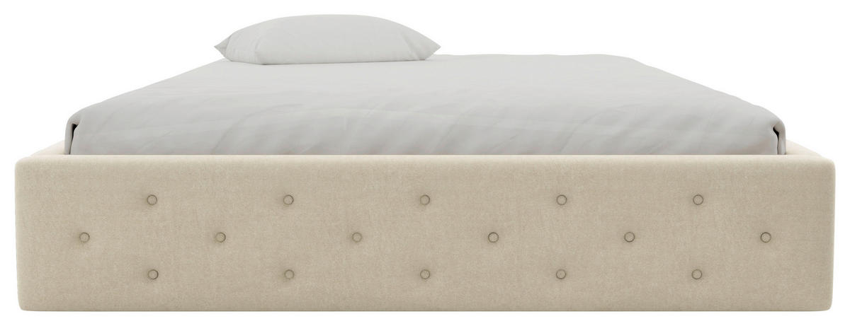 POLSTERBETT 140/200 cm,  in Beige, Lattenrost, Bettkasten,  - Beige/Schwarz, Design, Holz/Textil (140/200cm) - Chameo