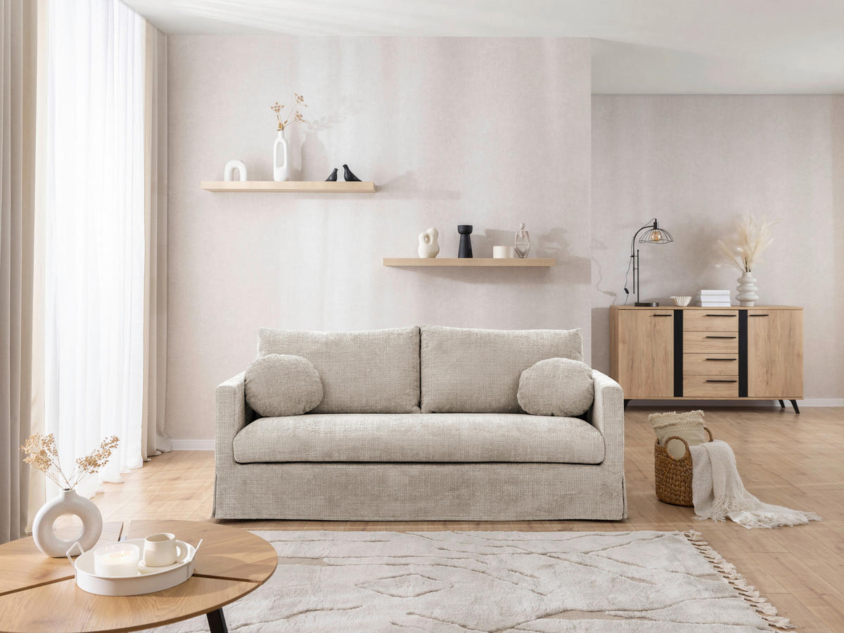 3-SITZER-BEZUG - Beige, Design, Textil (195/89/95cm) - P & B