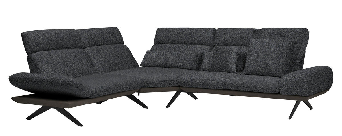 ECKSOFA in Flachgewebe Graublau  270/239 cm  - Graublau/Dunkelgrau, Design, Textil/Metall (270/239cm) - Koinor