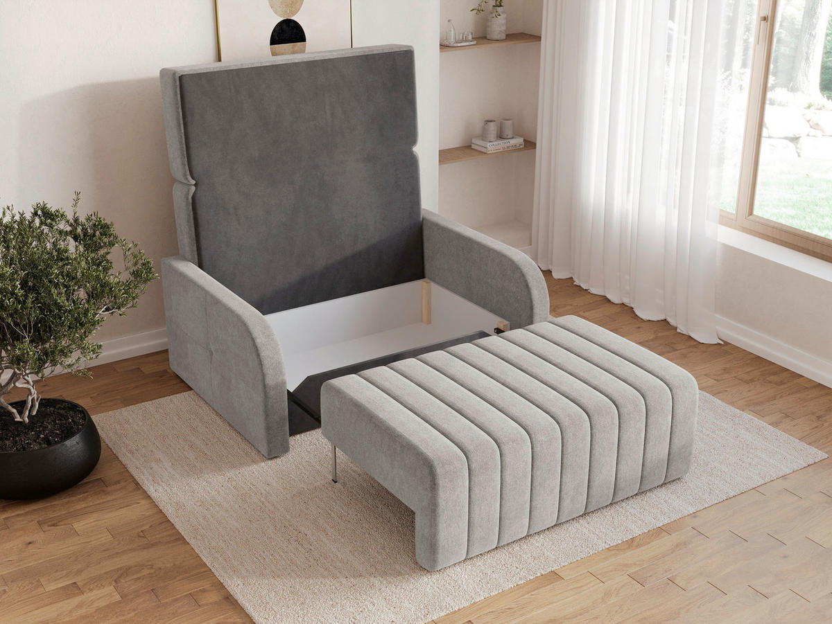 SCHLAFSOFA ALASKA 120 Grau  inkl. Schlaffunktion, Stauraum  - Schwarz/Grau, Design, Kunststoff/Textil (141/90/104cm) - MID.YOU