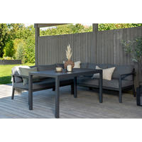 DINING-LOUNGESET  - Schwarz/Grau, KONVENTIONELL, Textil/Metall (294/210cm) - Gardenson