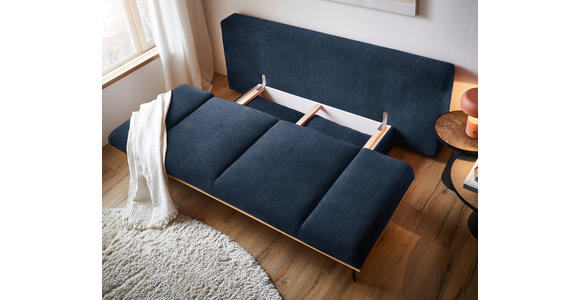 SCHLAFSOFA in Chenille Dunkelblau - Schwarz/Dunkelblau, MODERN, Holz/Textil (212/89/102cm) - Dieter Knoll