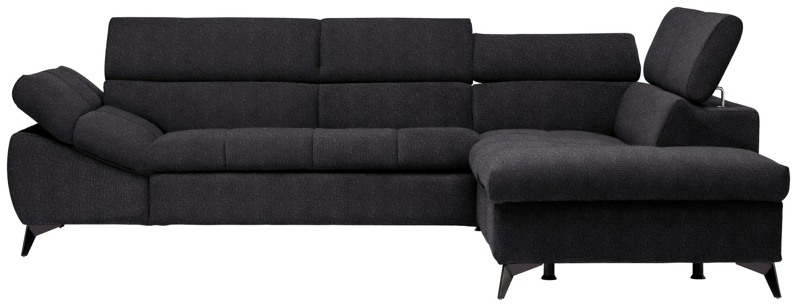ECKSOFA in Mikrofaser Schwarz  - Schwarz, Design, Kunststoff/Textil (279/210cm) - Livetastic