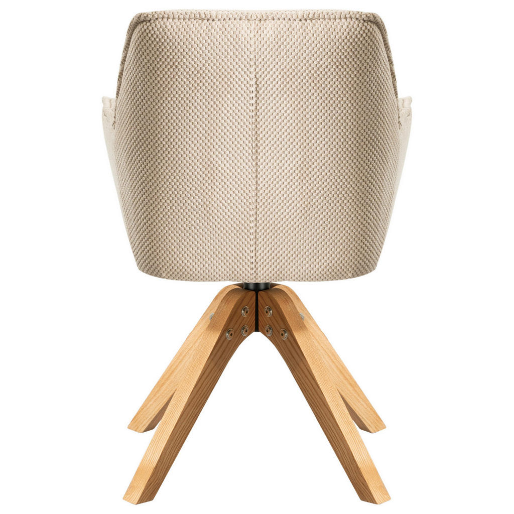 Thumbnail - Mid.you Armlehnstuhl, Eiche, Beige, Holz, Textil, Eiche, massiv, Drehkreuz, 61x85x63 cm, Sitzfläche 360° drehbar, inklus...