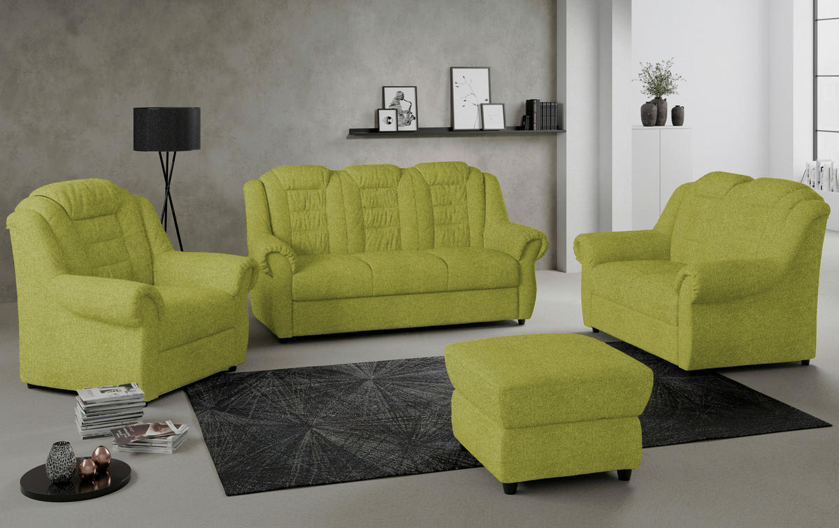 2-SITZER-SOFA Chenille Grün  - Schwarz/Grün, KONVENTIONELL, Kunststoff/Textil (145/102/101cm) - Livetastic