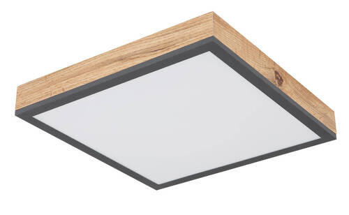 STROPNÍ LED SVÍTIDLO, 30/30/6 cm - barvy dubu/opál, Natur, kov/kompozitní dřevo (30/30/6cm)