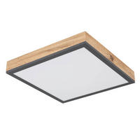 STROPNÍ LED SVÍTIDLO, 30/30/6 cm - barvy dubu/opál, Natur, kov/kompozitní dřevo (30/30/6cm)