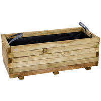 BLUMENKASTEN  - Schwarz/Kieferfarben, Basics, Holz/Textil (90/40/33cm) - Siena Garden
