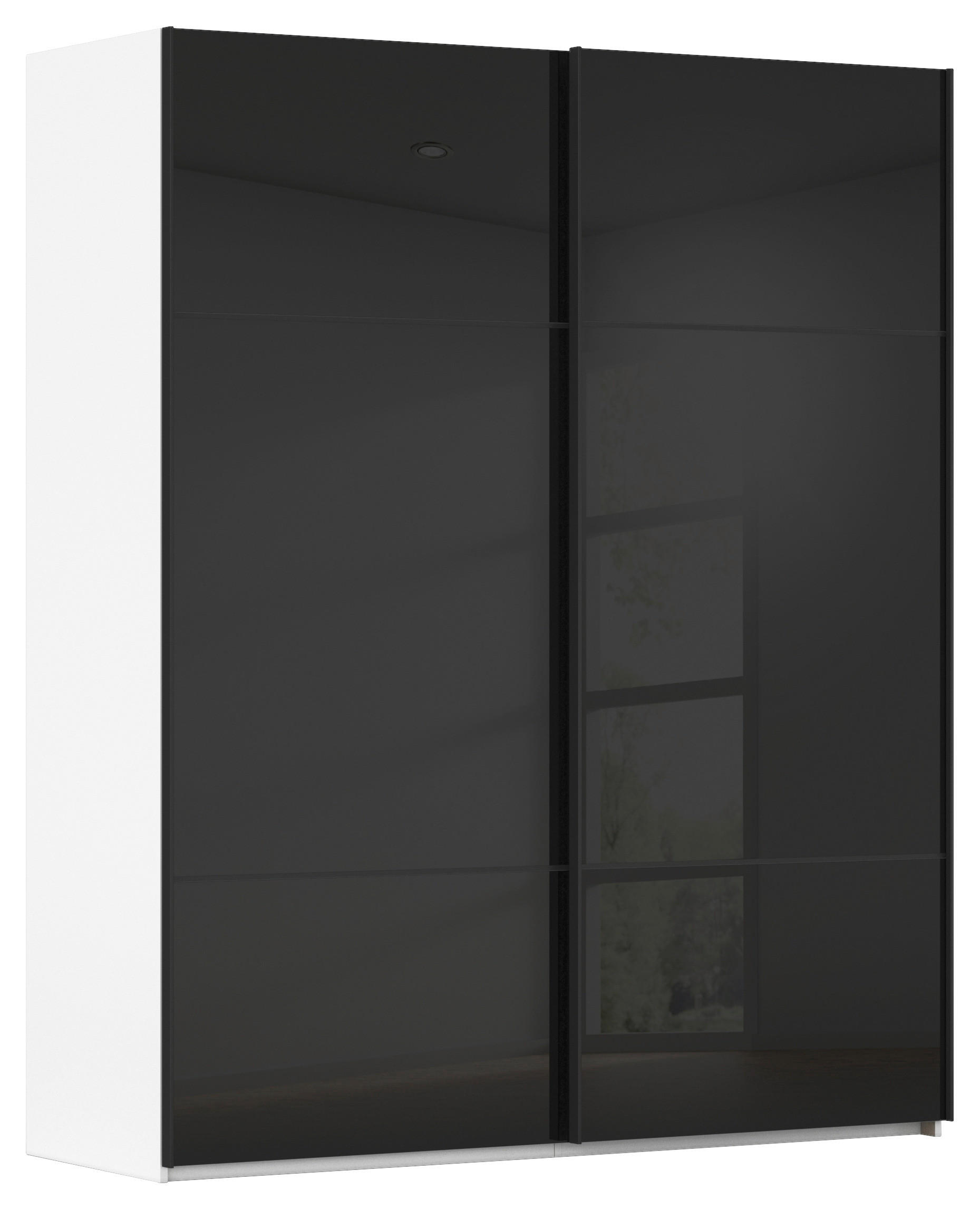 SCHWEBETÜRENSCHRANK Schwarz, Weiss  - Weiss/Schwarz, Konventionell, Glas/Holzwerkstoff (201/223/67cm) - Novel