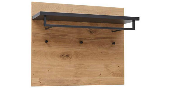 GARDEROBENPANEEL 80/65/27 cm  - Eichefarben/Anthrazit, Design, Holz/Metall (80/65/27cm) - Dieter Knoll