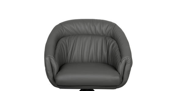 ARMLEHNSTUHL  in Eisen Echtleder pigmentiert  - Anthrazit/Schwarz, Design, Leder/Metall (62/82/64cm) - Belluti