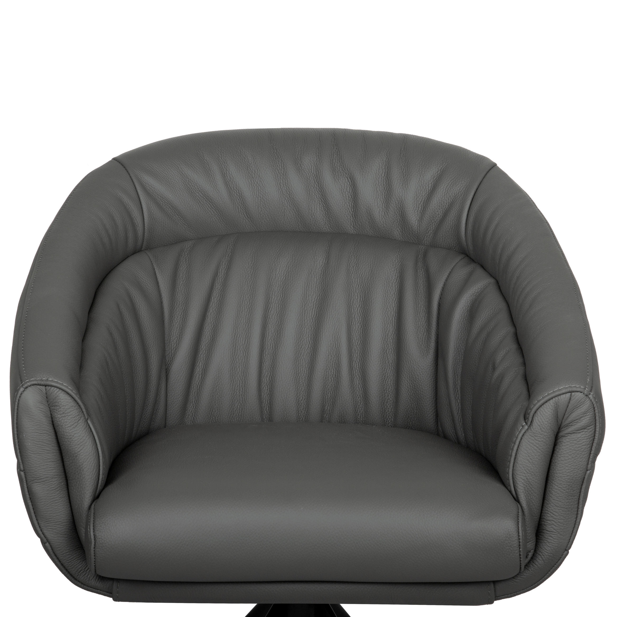 Thumbnail - Belluti Armlehnstuhl, Anthrazit, Schwarz, Metall, Leder, Echtleder, Rindleder, Drehkreuz, 62x82x64 cm, Sitzfläche 360° d...