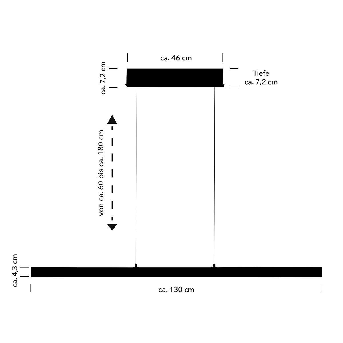 LED-HÄNGELEUCHTE 130/4,3/30-150 cm  - Alufarben, Design, Metall (130/4,3/30-150cm) - Hell