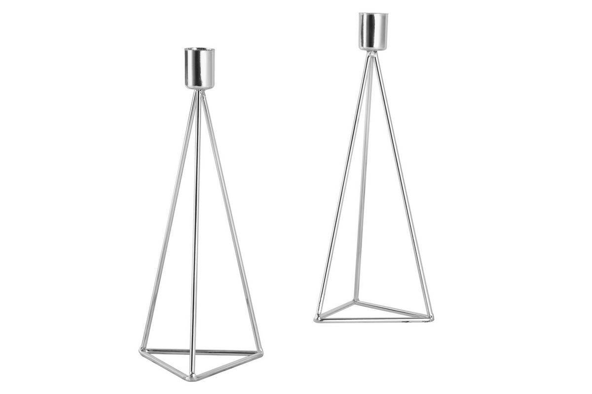 KERZENHALTER-SET - Silberfarben, Basics, Metall (9,5/24,2cm) - Echtwerk