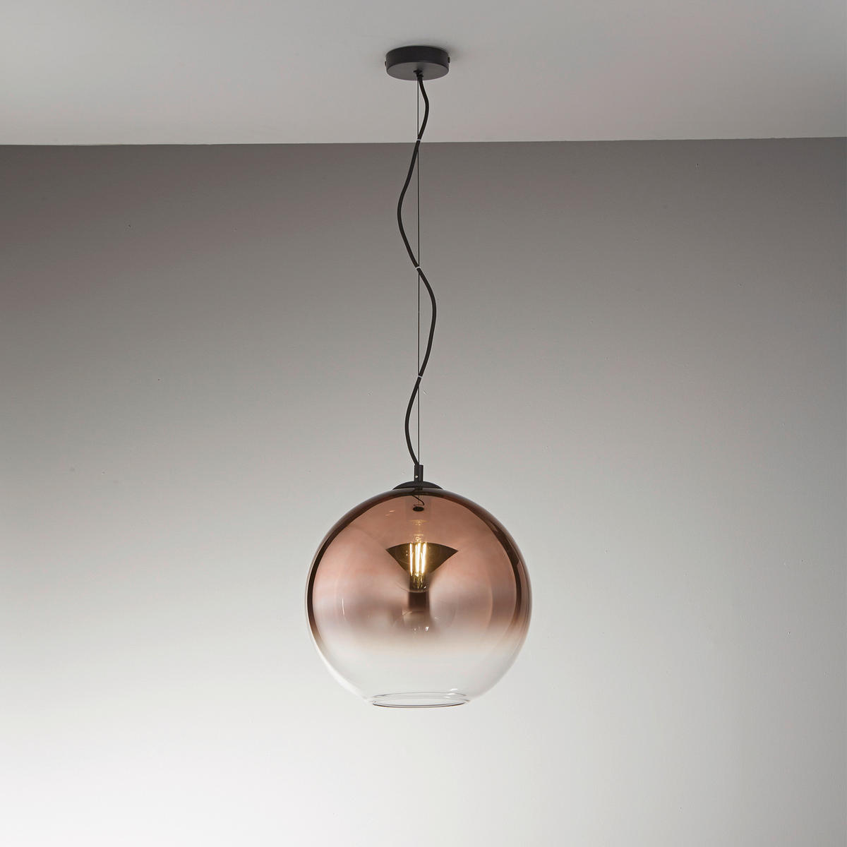 HÄNGELEUCHTE 35/156,7 cm  - Schwarz/Kupferfarben, Trend, Glas/Metall (35/156,7cm)