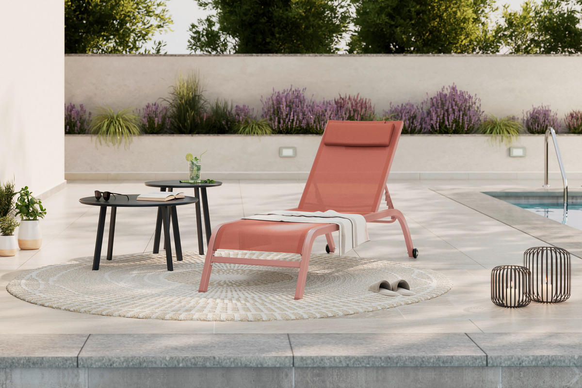 SONNENLIEGE 198/34/87/62 cm  - Orange, MODERN, Textil/Metall (198/34/87/62cm) - Ambia Garden