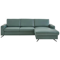 ECKSOFA Beldomo premium Opal Echtleder  - Opal/Schwarz, Design, Leder/Metall (267/165cm) - Beldomo Premium