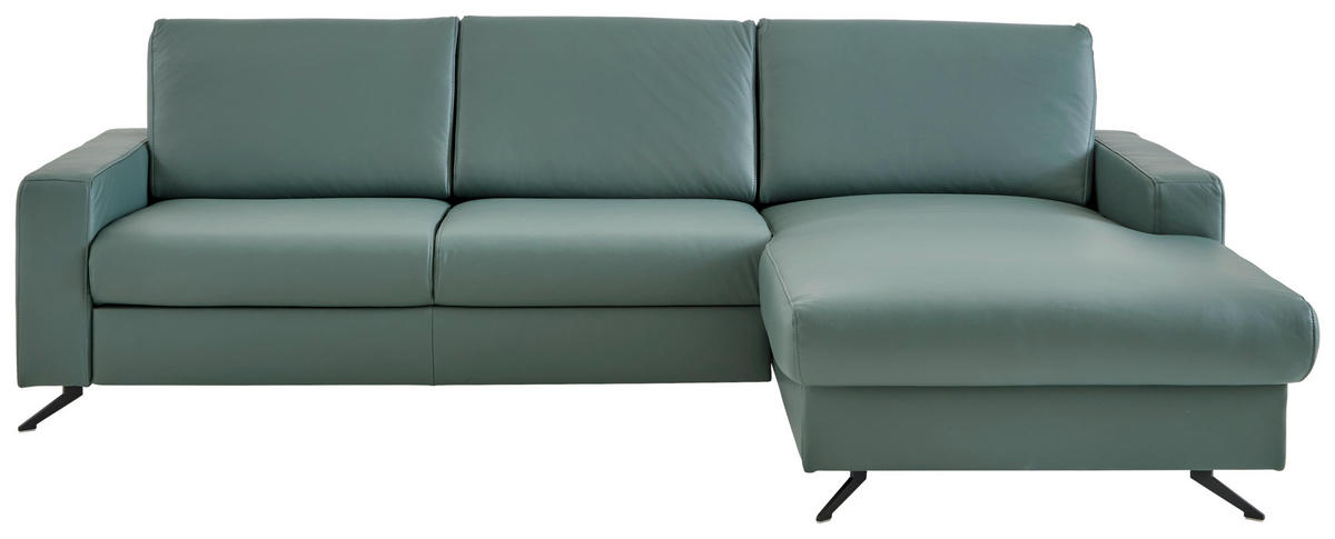 ECKSOFA Beldomo premium Opal Echtleder  - Opal/Schwarz, Design, Leder/Metall (267/165cm) - Beldomo Premium