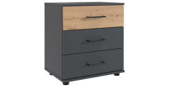 NACHTKÄSTCHEN 52/58/38 cm in Graphitfarben, Eiche Artisan - Schwarz/Graphitfarben, KONVENTIONELL, Holzwerkstoff/Kunststoff (52/58/38cm) - Carryhome