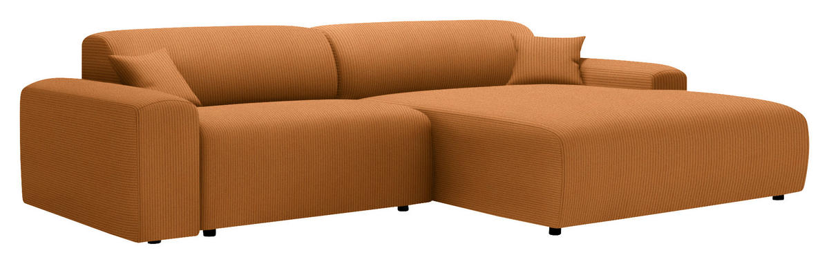 ECKSOFA in Velours, Feincord Rostfarben  - Rostfarben/Schwarz, Design, Kunststoff/Textil (292/178cm) - Livetastic
