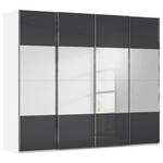 SCHWEBETÜRENSCHRANK  in Schwarz, Weiß  - Chromfarben/Schwarz, Design, Glas/Holzwerkstoff (271/235/68cm) - Novel