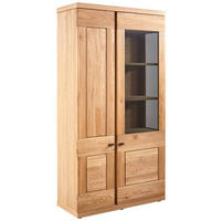 VITRINE in teilmassiv Wildeiche Eichefarben  - Eichefarben/Anthrazit, Design, Glas/Holz (105/199/43cm) - Venjakob