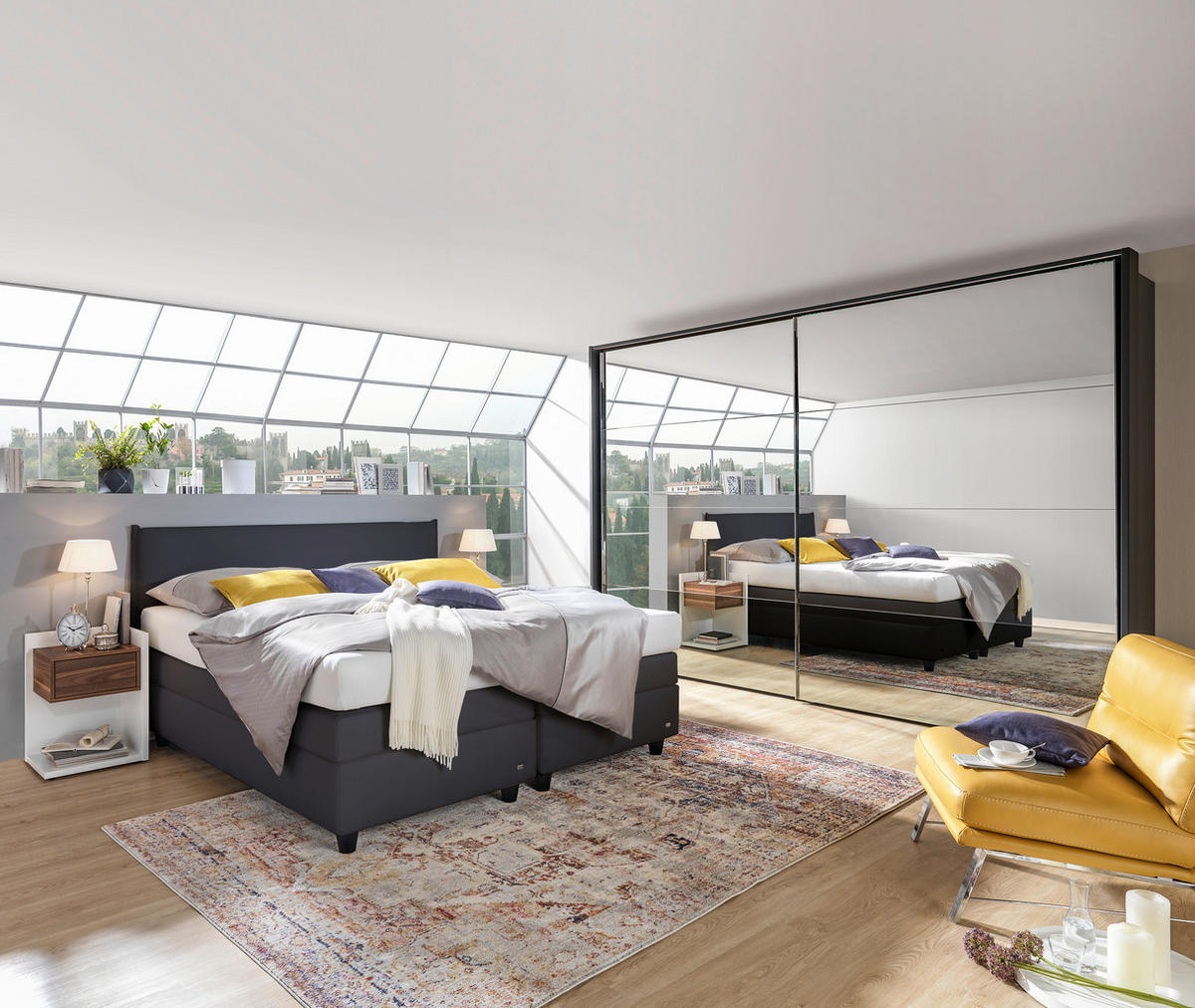 BOXSPRINGBETT 180/200 cm  in Anthrazit, Schwarz  - Anthrazit/Schwarz, Design, Kunststoff/Textil (180/200cm) - RUF Betten