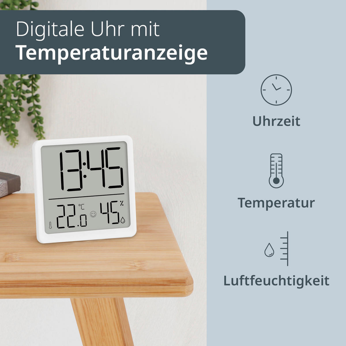 TISCHUHR Weiß  - Weiß, Basics, Kunststoff (8/8,3/2cm)