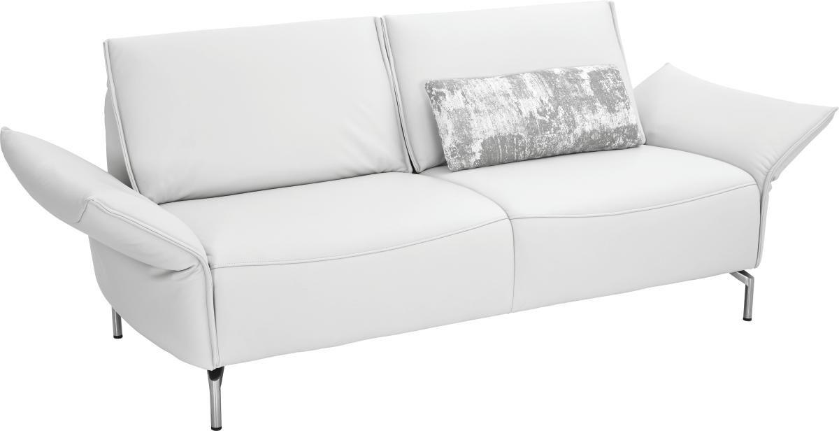 2,5-SITZER Echtleder Weiß  - Weiß/Nickelfarben, Design, Leder/Metall (200/107/88cm) - Koinor