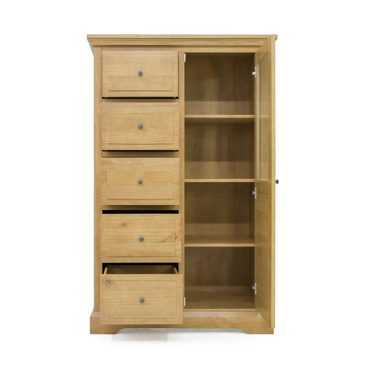 FÉLMAGAS SZEKRÉNY 95/150/45 cm  - ezüst/tölgyfa, Konventionell, faalapú anyag/Üveg (95/150/45cm) - Livetastic