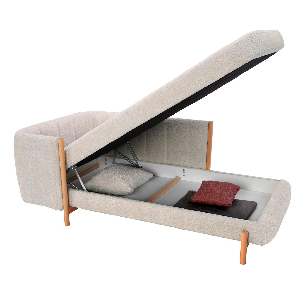 RÉCAMIERE in Plüsch Creme  - Creme/Naturfarben, Design, Holz/Textil (216/90/109cm) - Niels Andersson