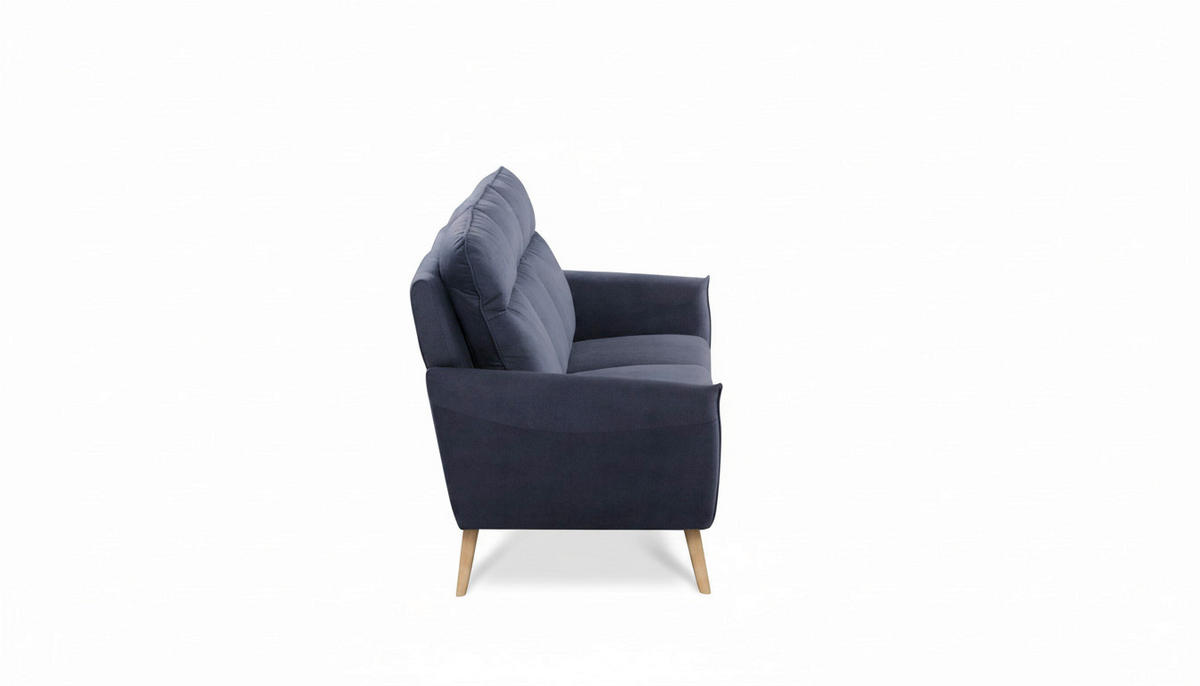 3-SITZER-SOFA  in Mikrofaser Blau Skandinavisch, Modern  - Blau/Buchefarben, Design, Holz/Textil (202/110/92cm) - Livetastic