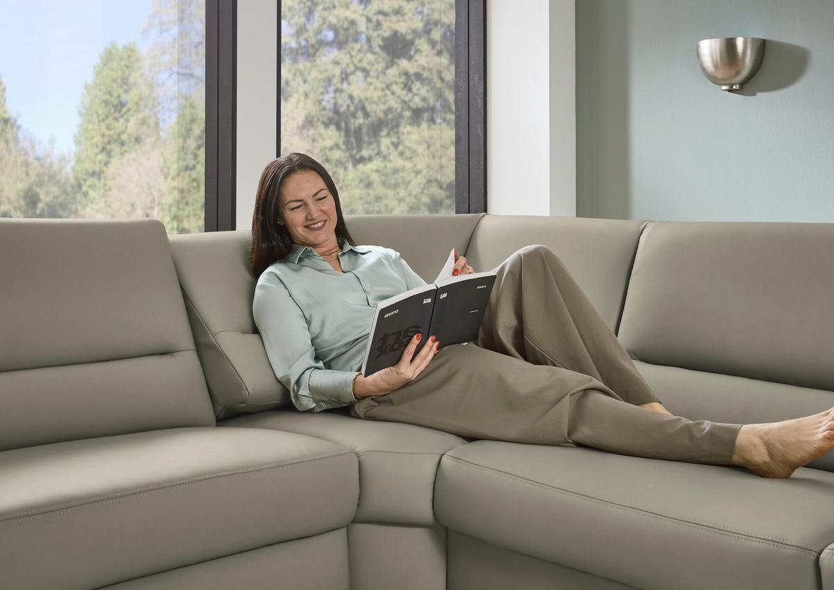 ECKSOFA  in Echtleder Grau  249/290 cm  - Schwarz/Grau, KONVENTIONELL, Leder/Metall (249/290cm) - Beldomo Premium