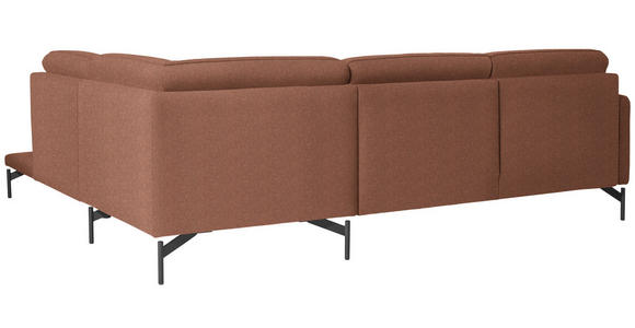 ECKSOFA in Flachgewebe, Struktur Rostfarben  - Rostfarben/Anthrazit, Design, Textil/Metall (254/230cm) - Ambiente