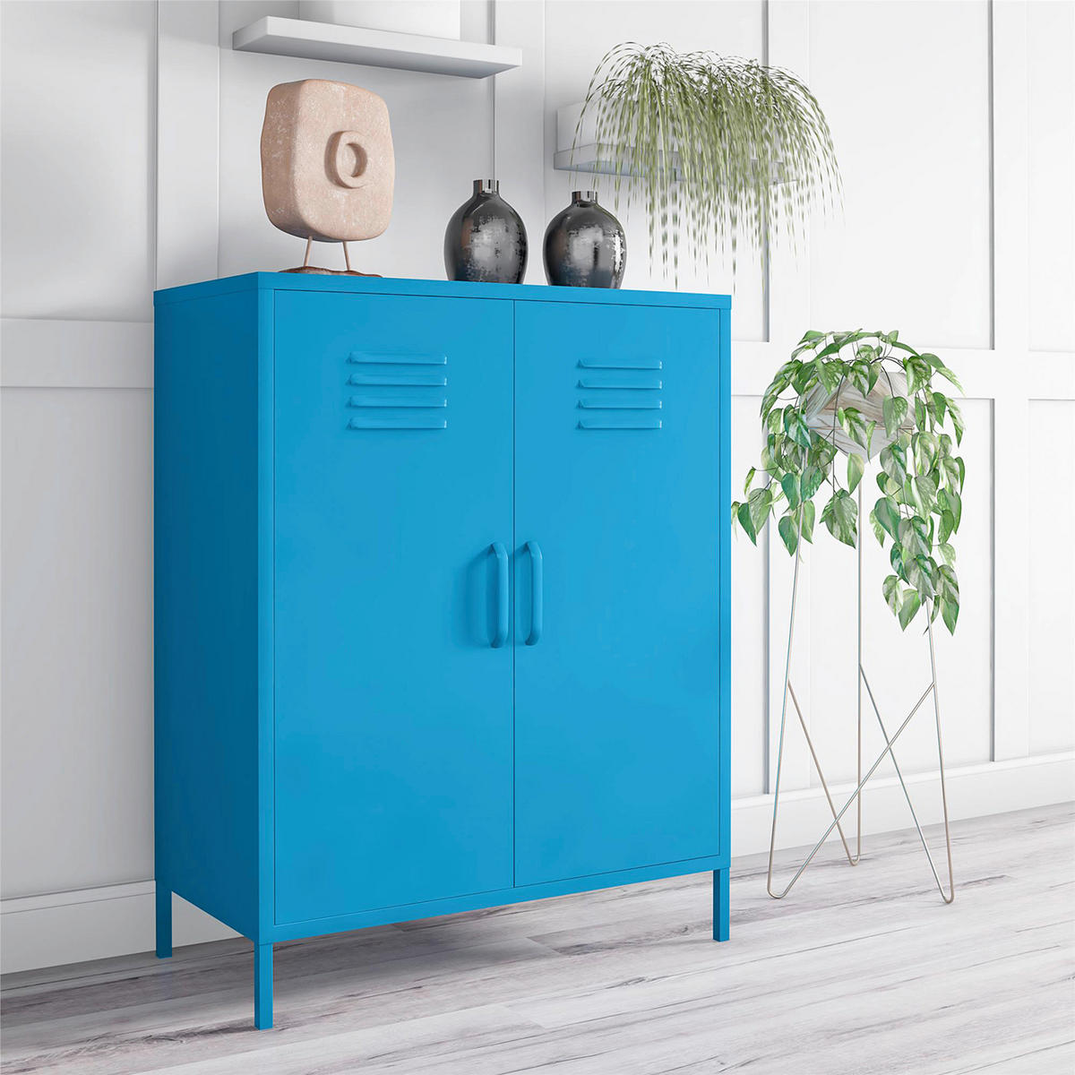 HIGHBOARD Cache  in 80/101/40 cm  - Blau, Design, Metall (80/101/40cm) - MID.YOU