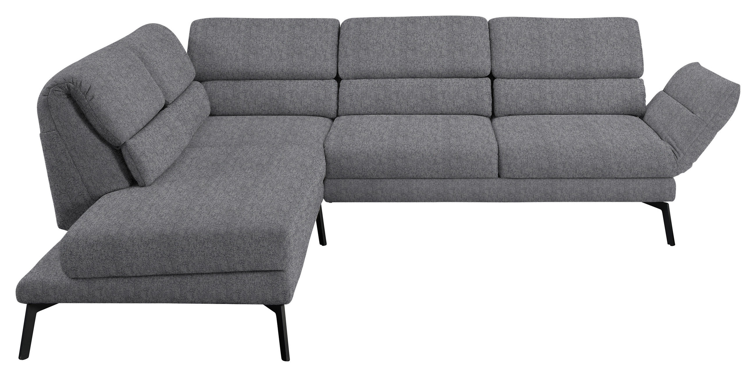 ECKSOFA in Flachgewebe Grau  - Schwarz/Grau, Design, Textil/Metall (212-253/256-363cm) - Dieter Knoll