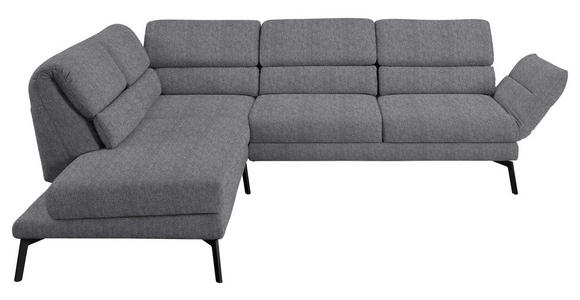 ECKSOFA in Flachgewebe Grau 212-253/256-363 cm - Schwarz/Grau, Design, Textil/Metall (212-253/256-363cm) - Dieter Knoll