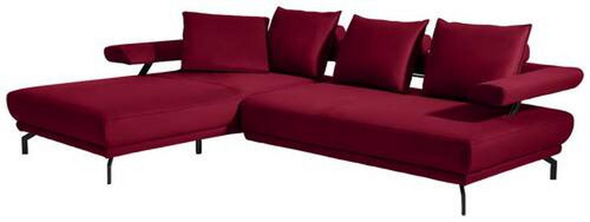 ECKSOFA in Mikrofaser Bordeaux  224/305 cm  - Bordeaux/Schwarz, Design, Textil/Metall (224/305cm) - Dieter Knoll
