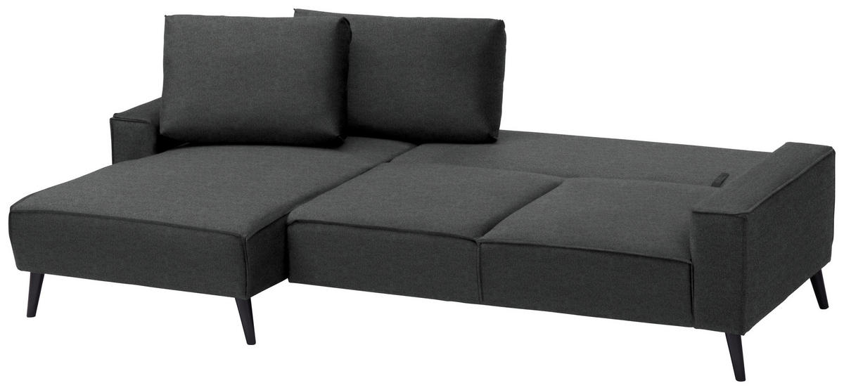 ECKSOFA in Velours Anthrazit  - Anthrazit/Schwarz, Konventionell, Holz/Textil (161/260cm) - Carryhome